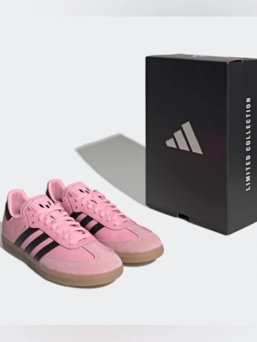 adidas Samba MESSI SOCCER Pink with Black Stripes and Gum Sole 8.5 men/9.5 women
